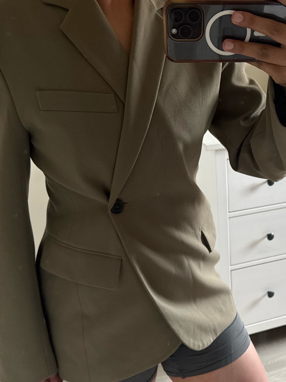 ZARA Tan Single-Button Notch-Lapel Blazer